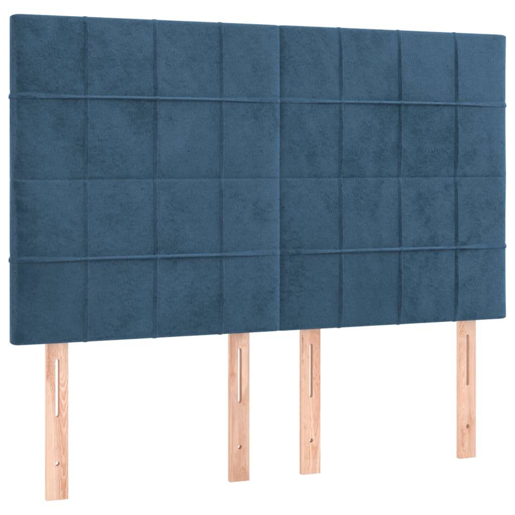 vidaXL LED Kopfteil Dunkelblau 144x5x118/128 cm Samt