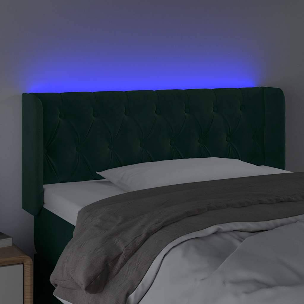 vidaXL LED Kopfteil Dunkelgrün 93x16x78/88 cm Samt