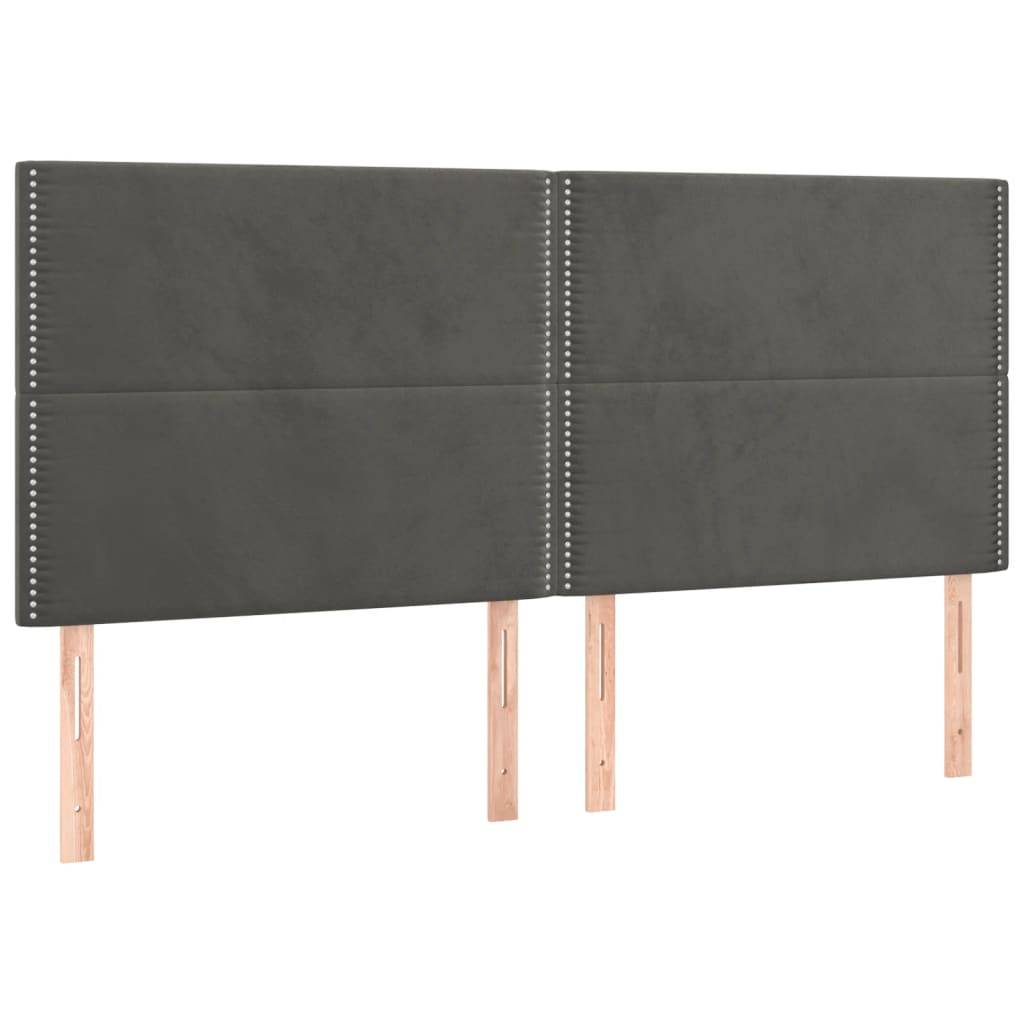 vidaXL LED Kopfteil Dunkelgrau 200x5x118/128 cm Samt