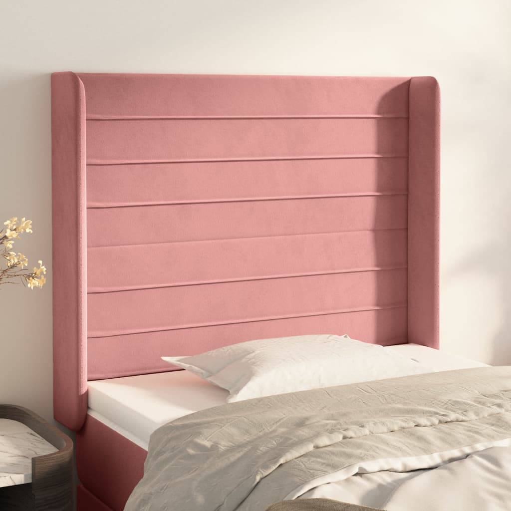 vidaXL Kopfteil mit Ohren Rosa 83x16x118/128 cm Samt