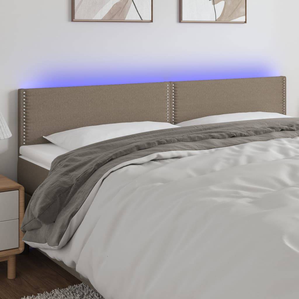 vidaXL LED Kopfteil Taupe 180x5x78/88 cm Stoff