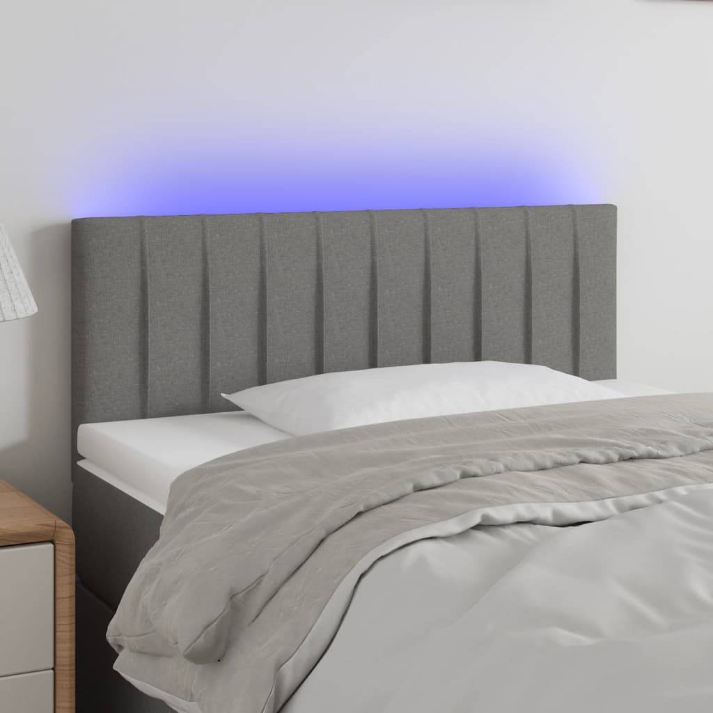 vidaXL LED Kopfteil Dunkelgrau 100x5x78/88 cm Stoff