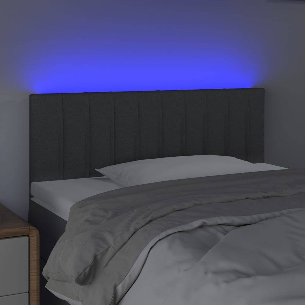 vidaXL LED Kopfteil Dunkelgrau 100x5x78/88 cm Stoff