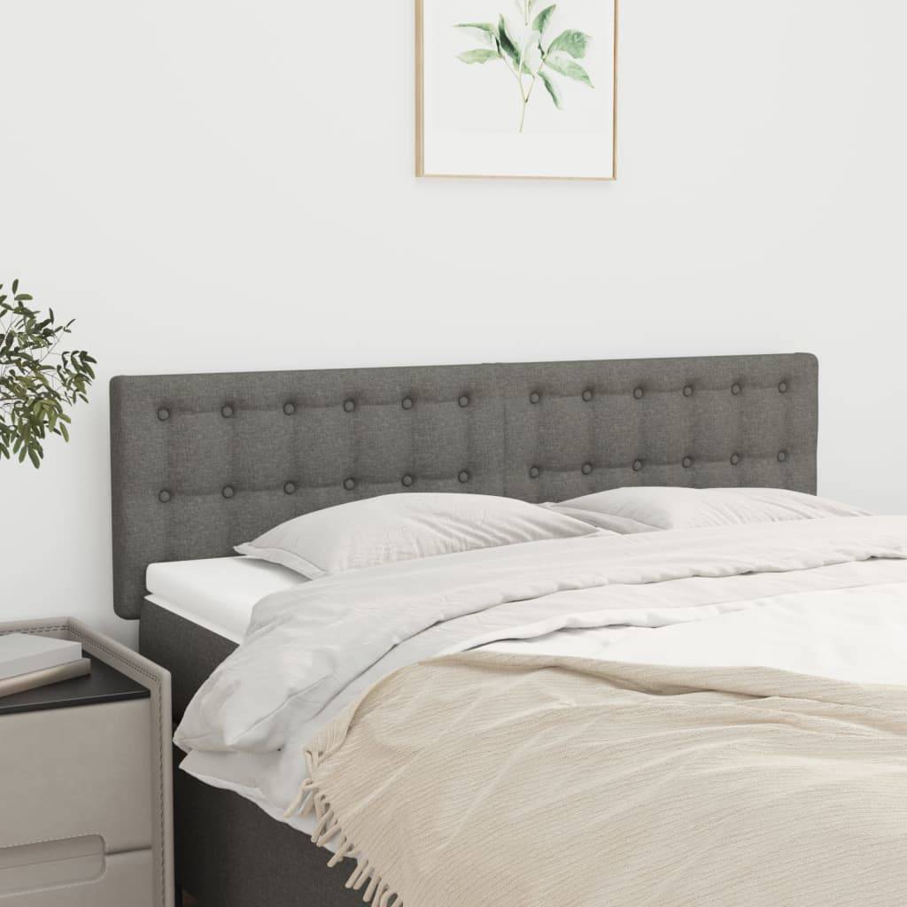vidaXL Kopfteile 2 Stk. Dunkelgrau 72x5x78/88 cm Stoff