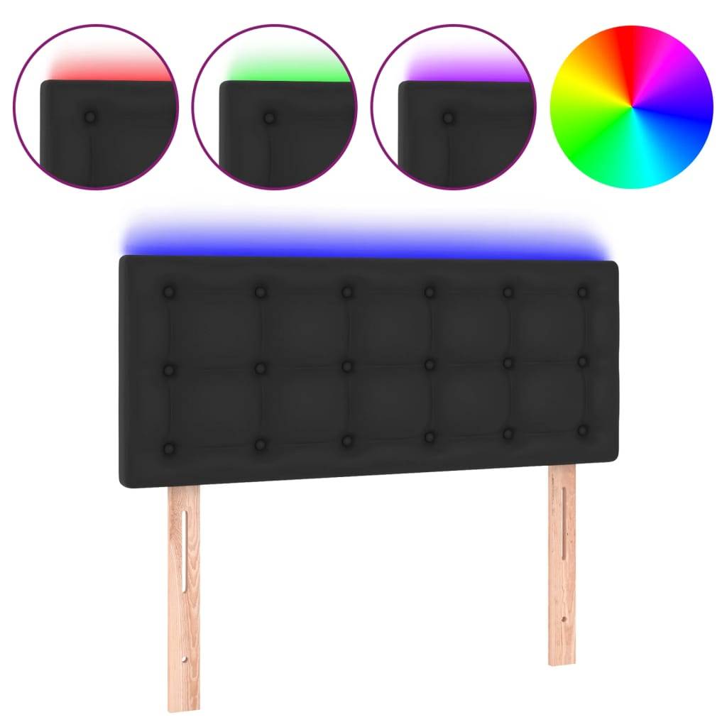 vidaXL LED Kopfteil Schwarz 100x5x78/88 cm Kunstleder