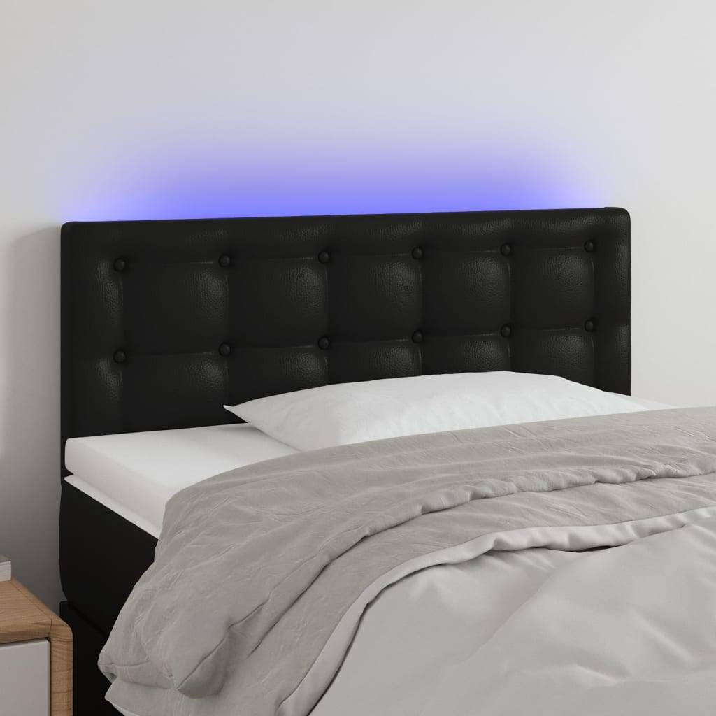 vidaXL LED Kopfteil Schwarz 100x5x78/88 cm Kunstleder