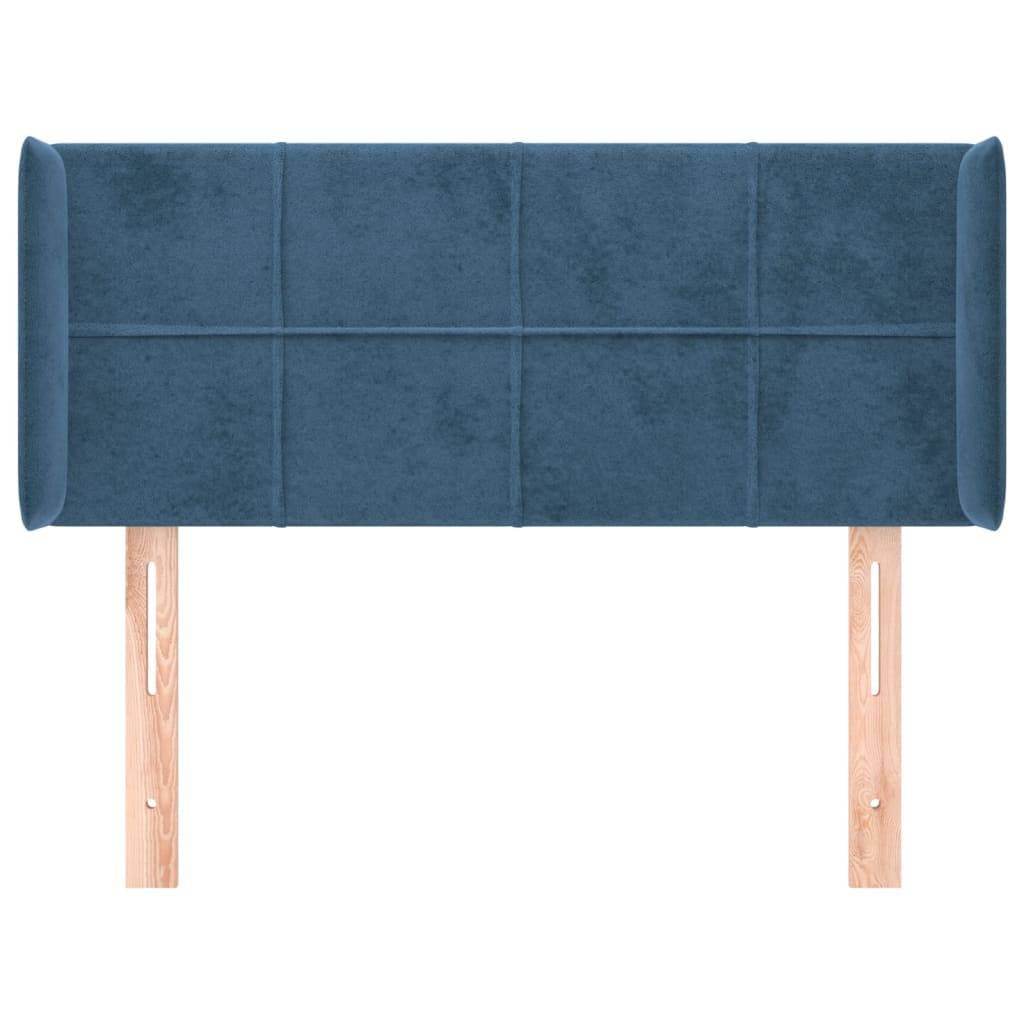 vidaXL Kopfteil mit Ohren Dunkelblau 103x16x78/88 cm Samt