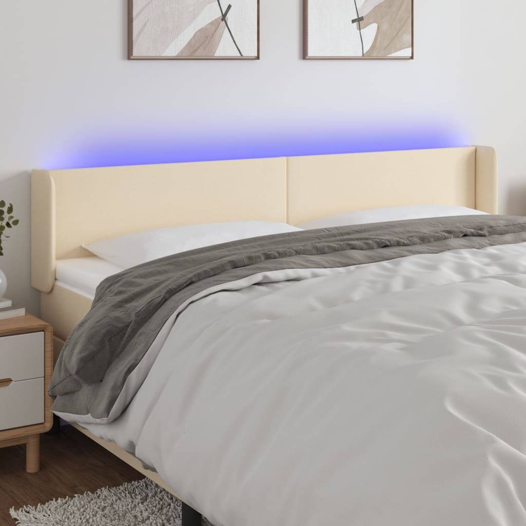 vidaXL LED Kopfteil Creme 183x16x78/88 cm Stoff