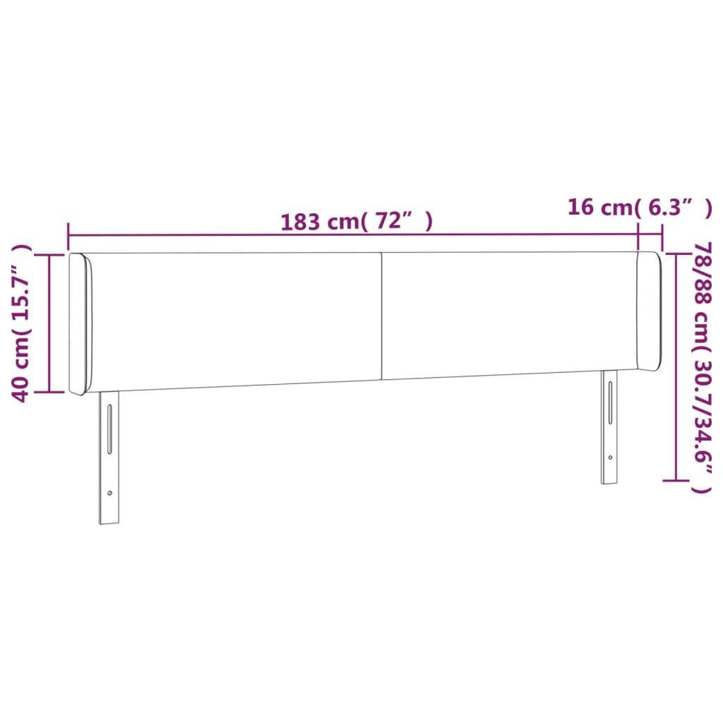 vidaXL LED Kopfteil Creme 183x16x78/88 cm Stoff