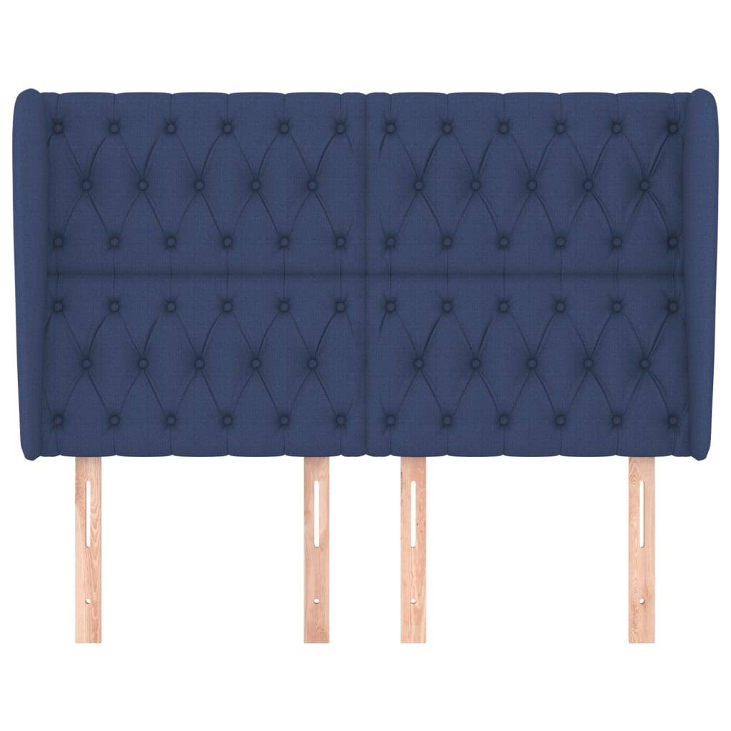 vidaXL Kopfteil mit Ohren Blau 147x23x118/128 cm Stoff