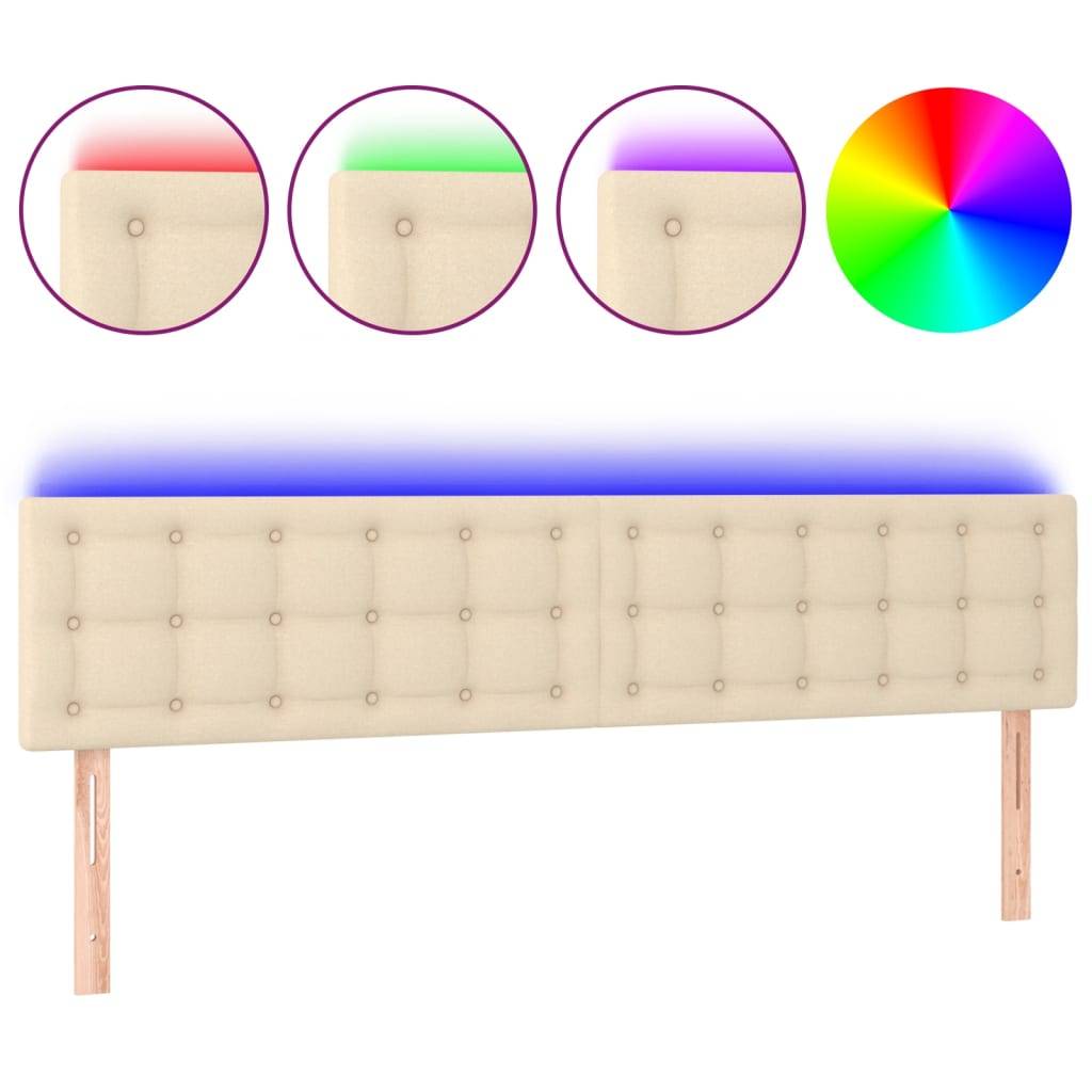 vidaXL LED Kopfteil Creme 160x5x78/88 cm Stoff