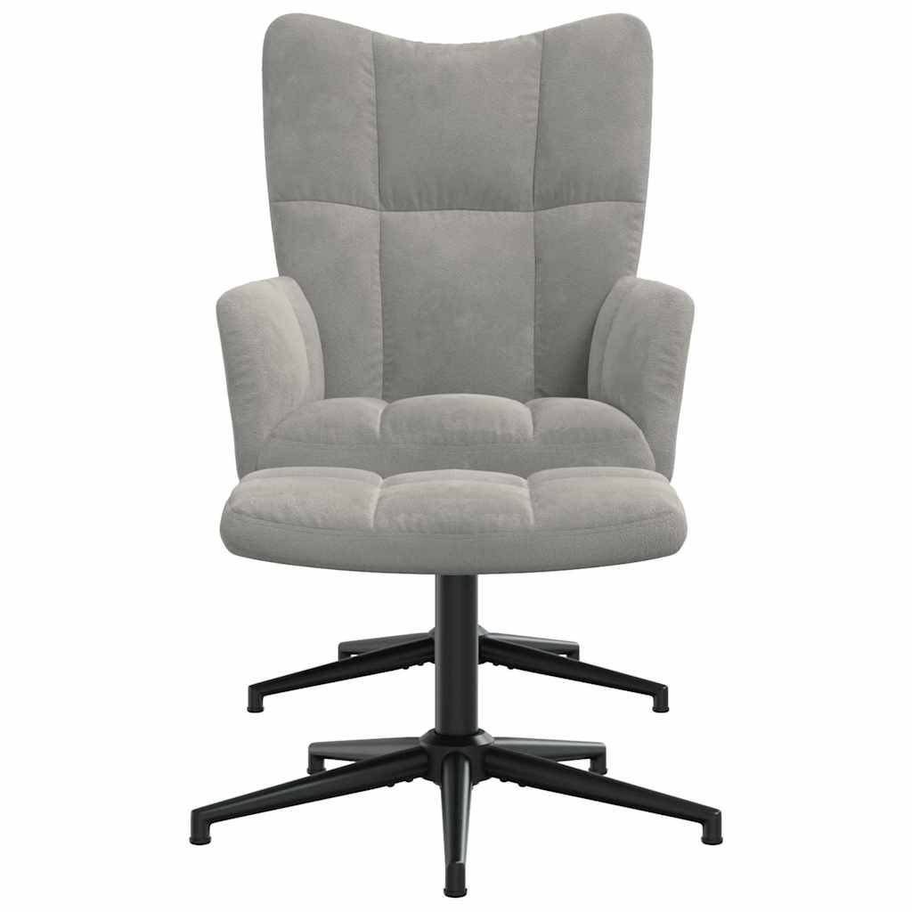 vidaXL Relaxsessel mit Hocker Hellgrau Samt