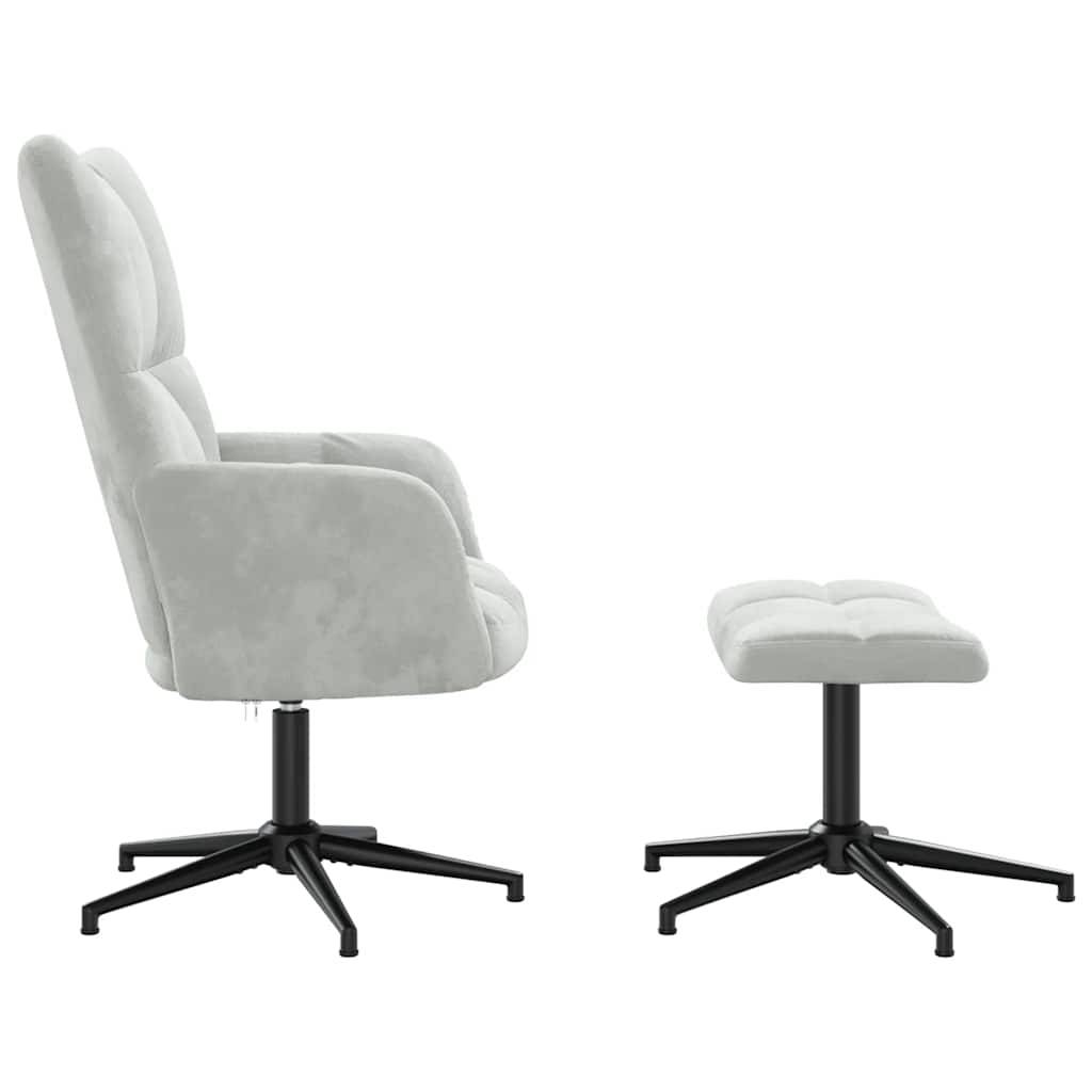 vidaXL Relaxsessel mit Hocker Hellgrau Samt