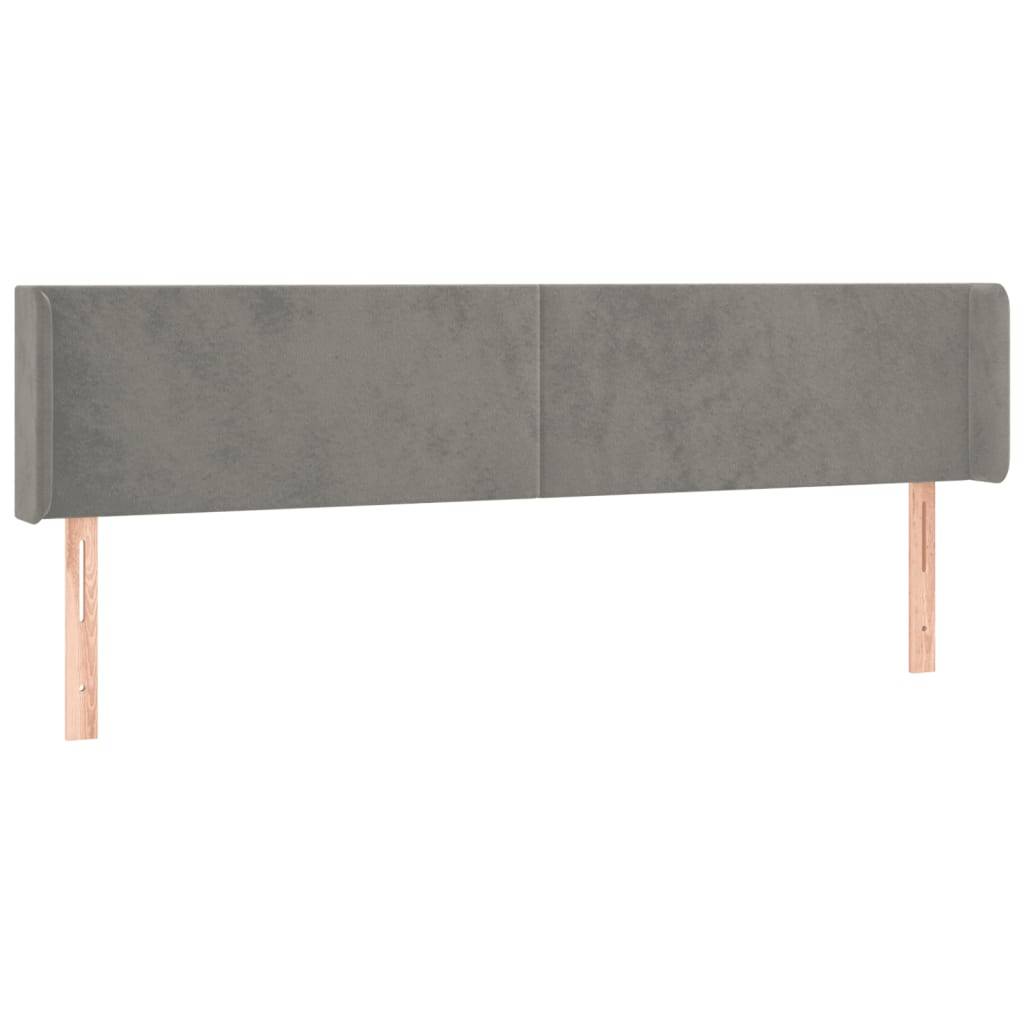 vidaXL Kopfteil mit Ohren Hellgrau 203x16x78/88 cm Samt