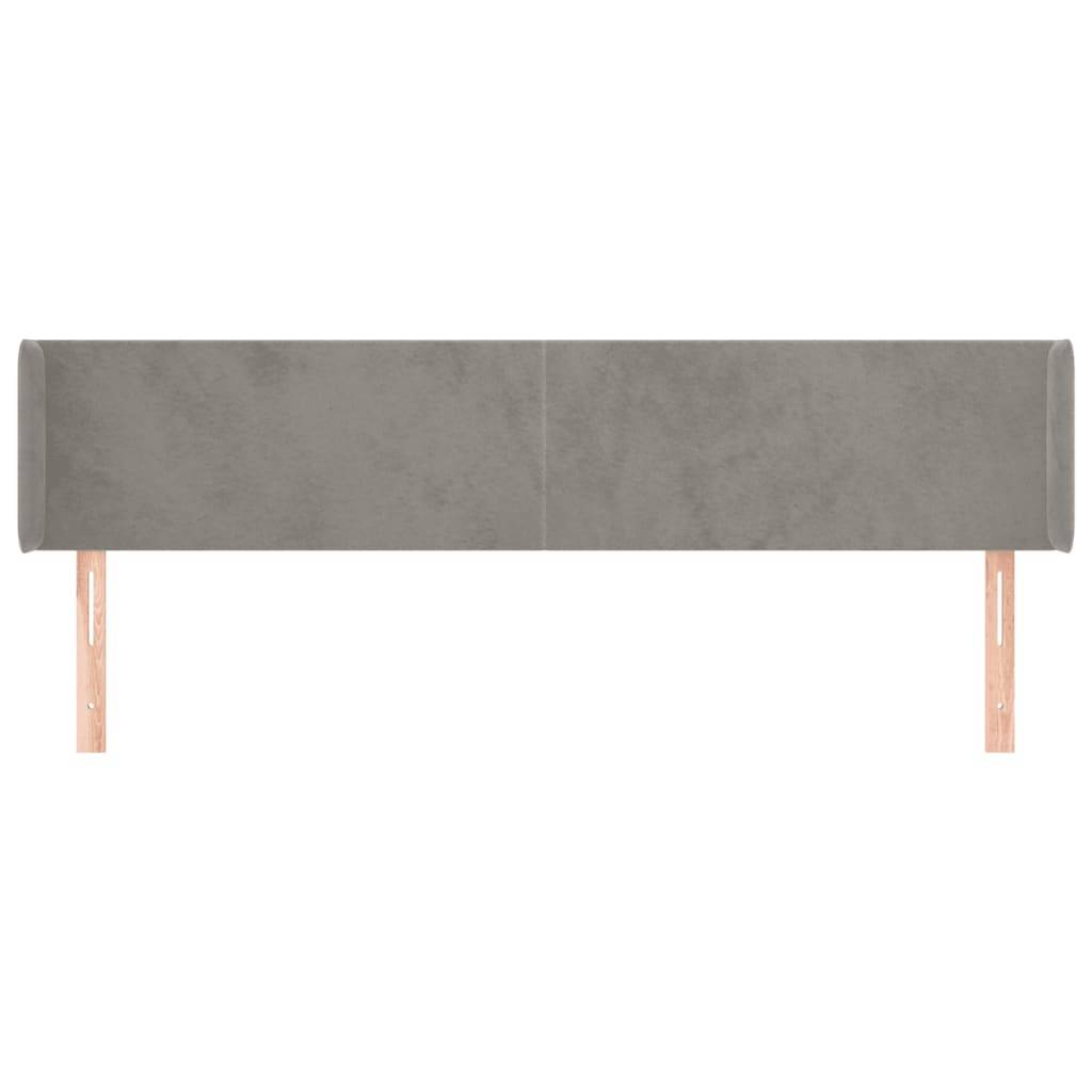vidaXL Kopfteil mit Ohren Hellgrau 203x16x78/88 cm Samt