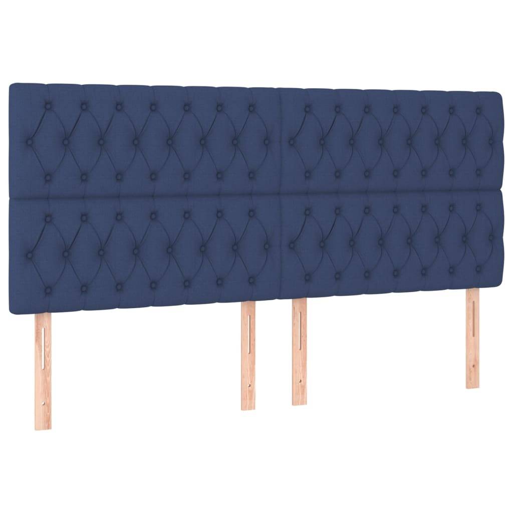 vidaXL Kopfteile 4 Stk. Blau 100x7x78/88 cm Stoff