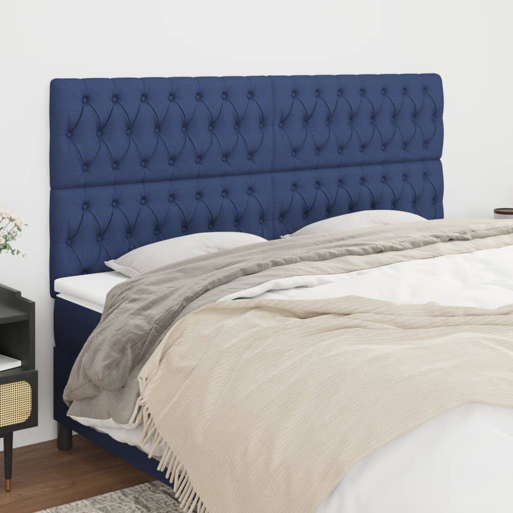 vidaXL Kopfteile 4 Stk. Blau 100x7x78/88 cm Stoff