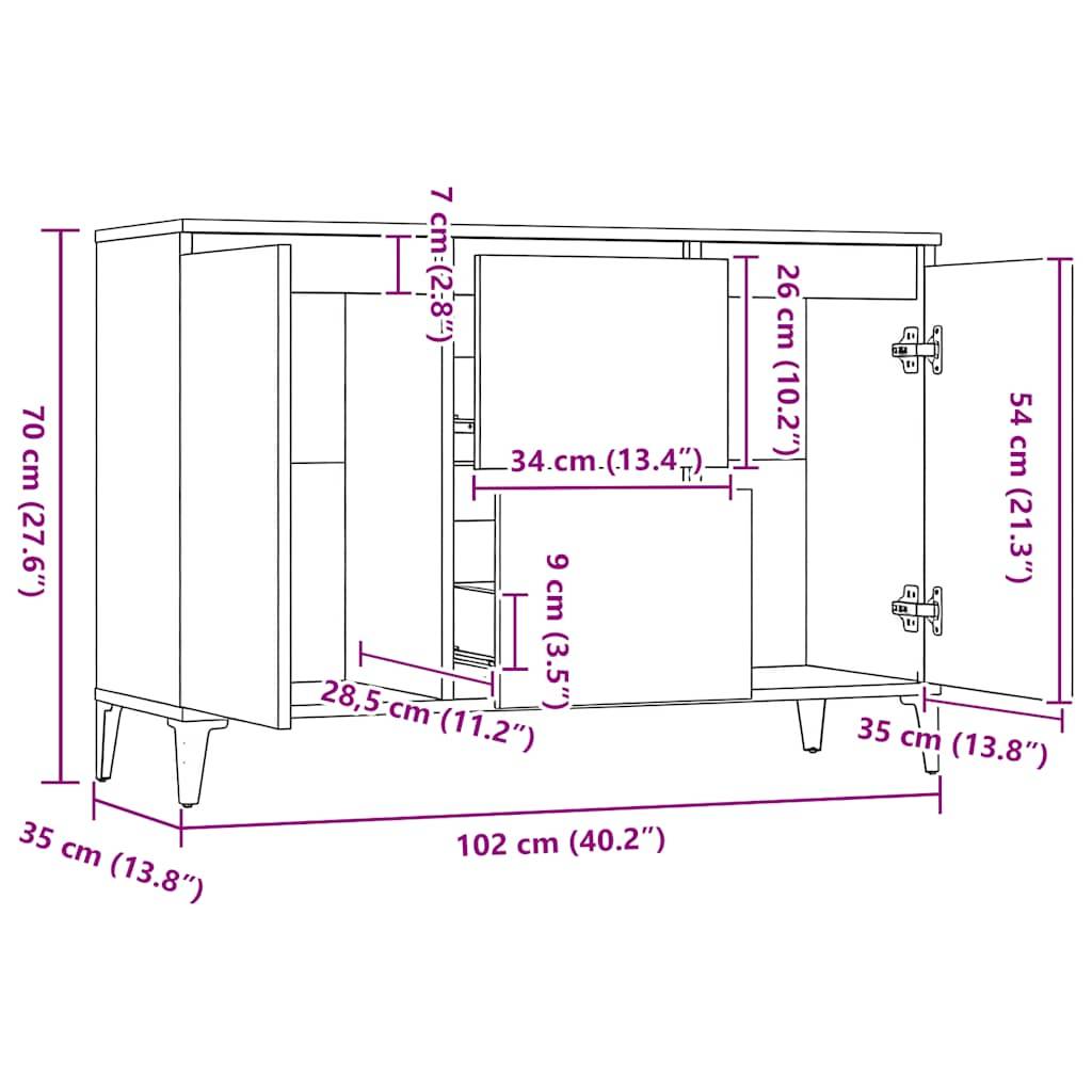 vidaXL Sideboard Räuchereiche 104x35x70 cm Holzwerkstoff