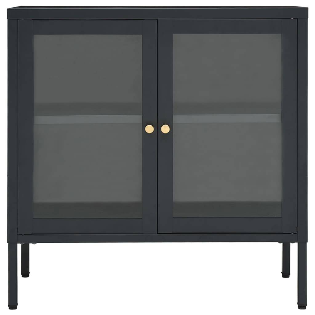 vidaXL Sideboard Anthrazit 70x35x70 cm Stahl und Glas