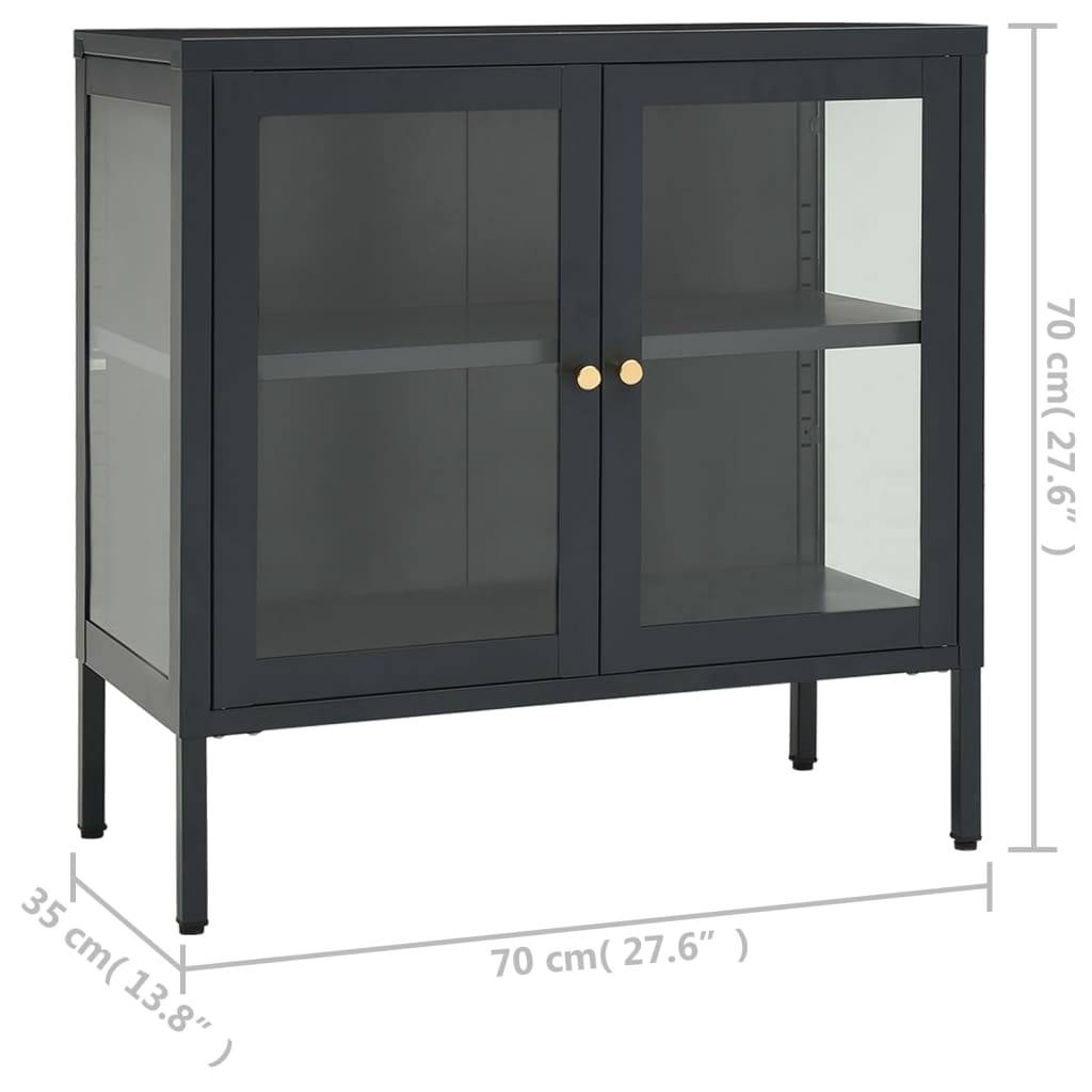 vidaXL Sideboard Anthrazit 70x35x70 cm Stahl und Glas