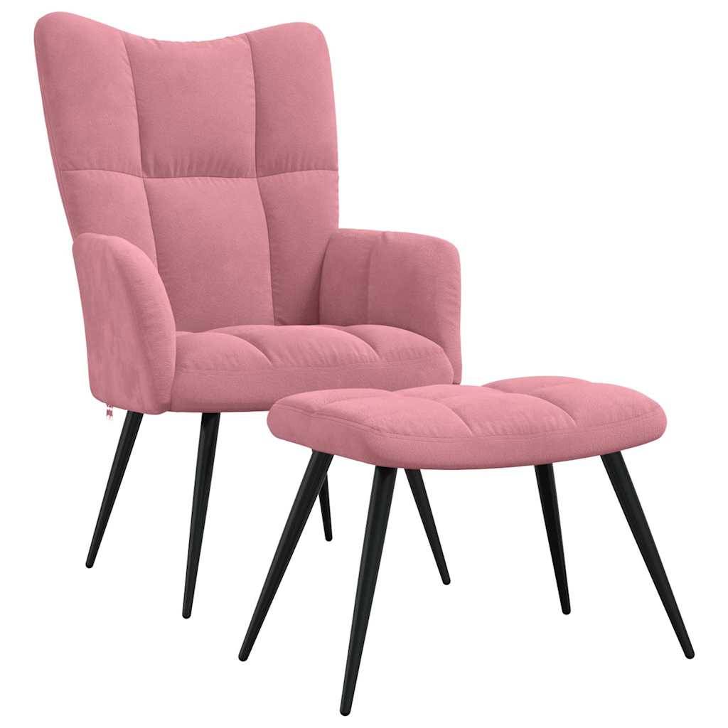 vidaXL Relaxsessel mit Hocker Rosa Samt