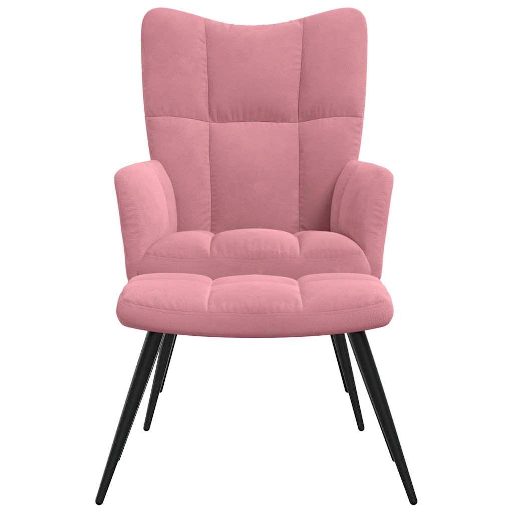 vidaXL Relaxsessel mit Hocker Rosa Samt