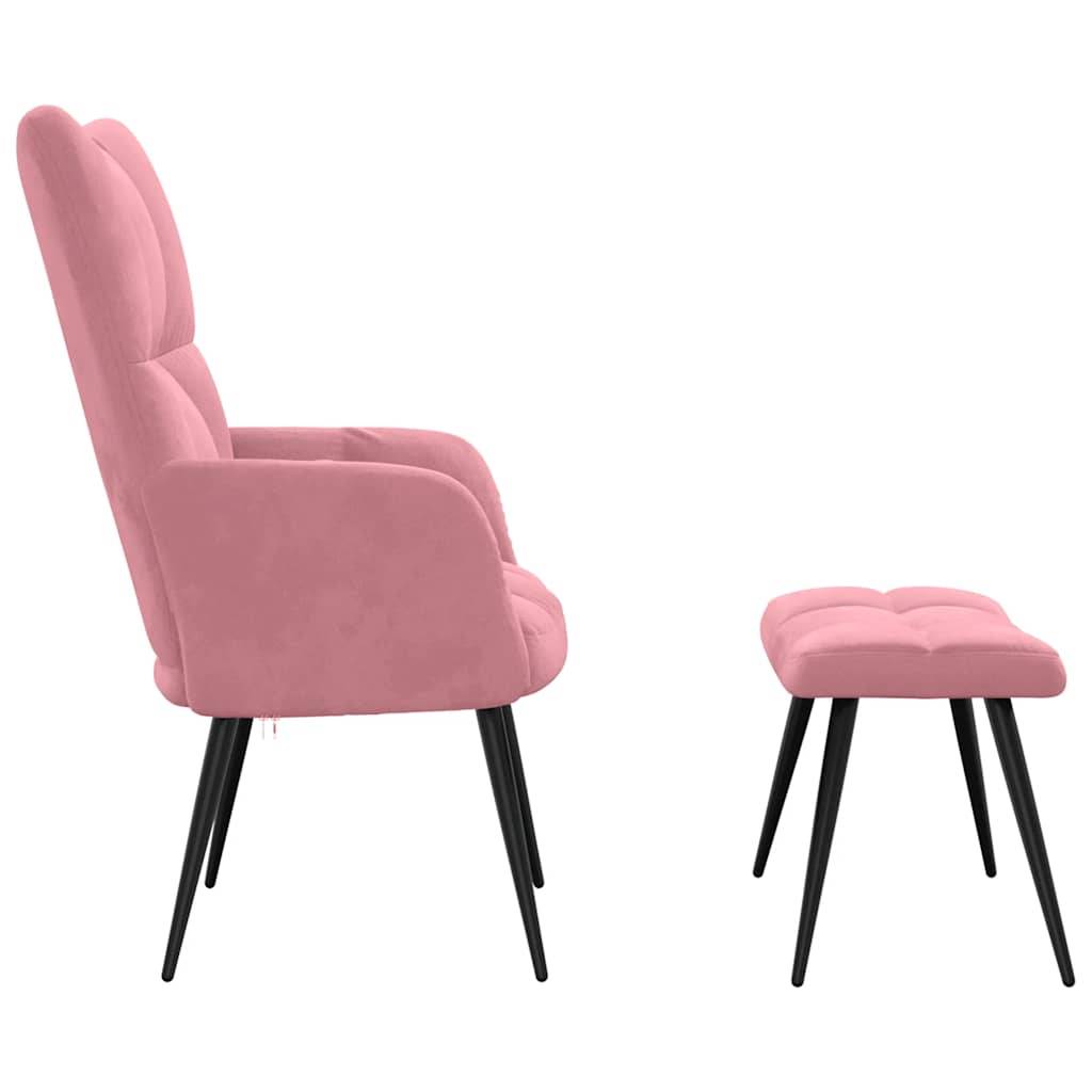 vidaXL Relaxsessel mit Hocker Rosa Samt