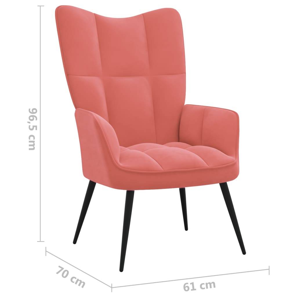 vidaXL Relaxsessel mit Hocker Rosa Samt