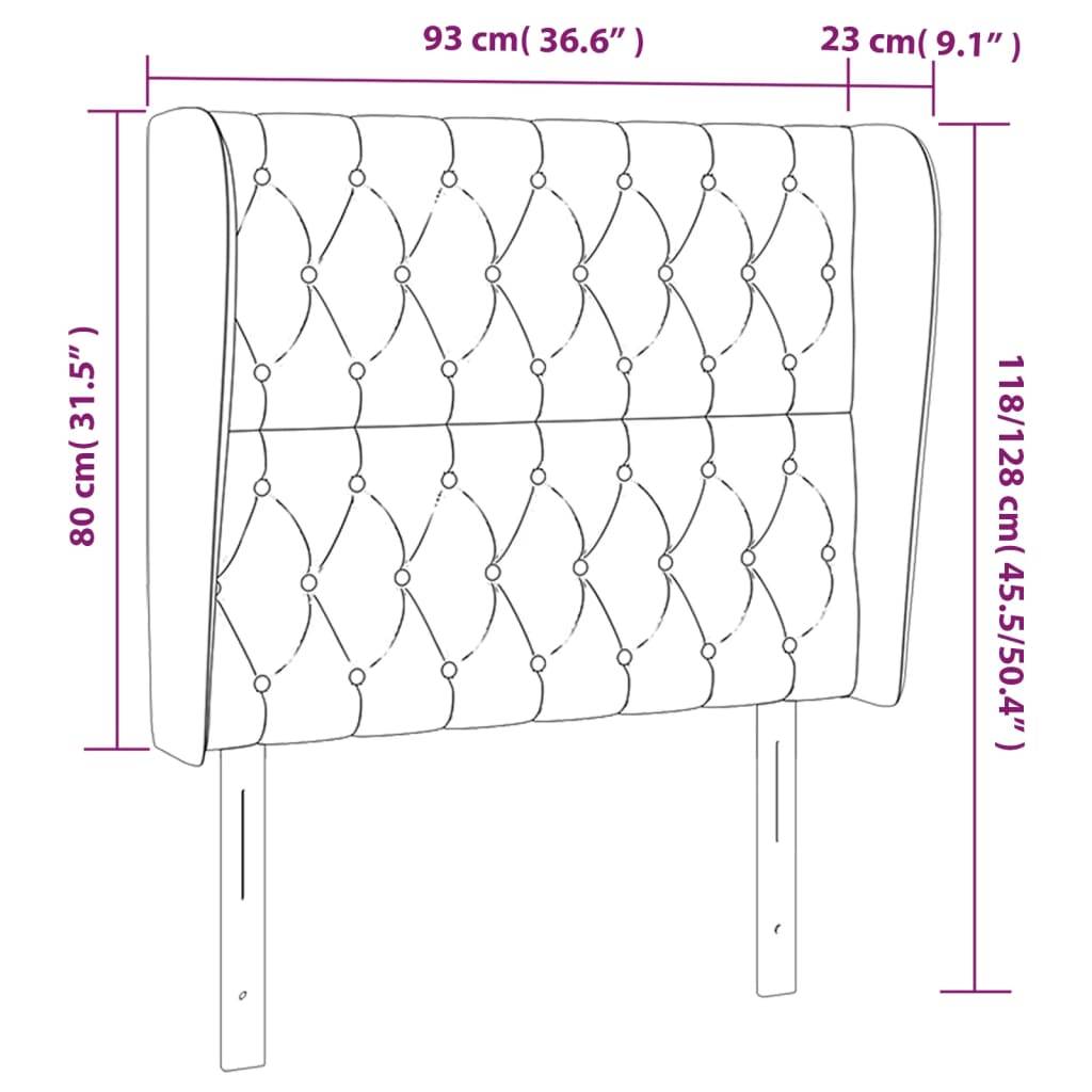 vidaXL Kopfteil mit Ohren Creme 93x23x118/128 cm Stoff