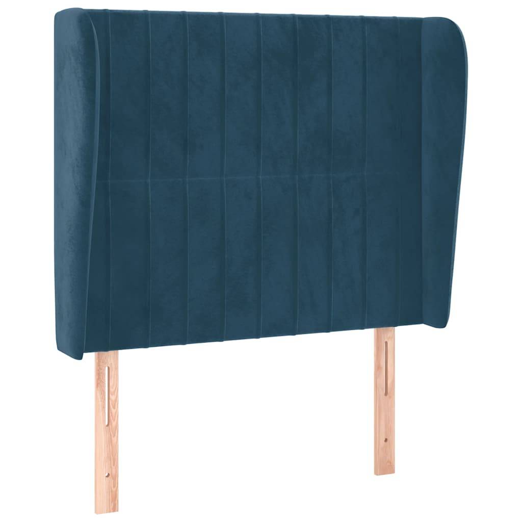 vidaXL Kopfteil mit Ohren Dunkelblau 103x23x118/128 cm Samt