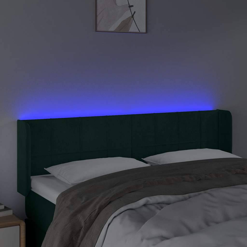 vidaXL LED Kopfteil Dunkelgrün 147x16x78/88 cm Samt