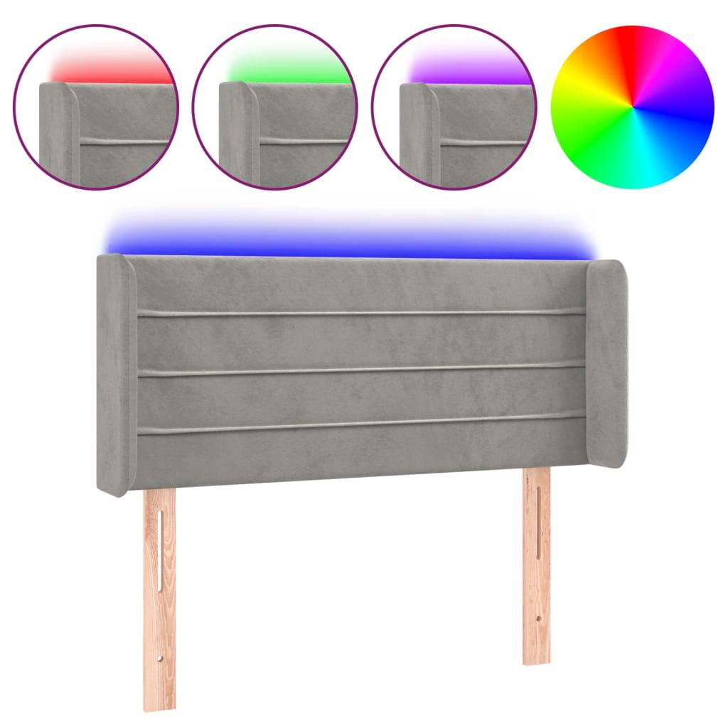 vidaXL LED Kopfteil Hellgrau 83x16x78/88 cm Samt