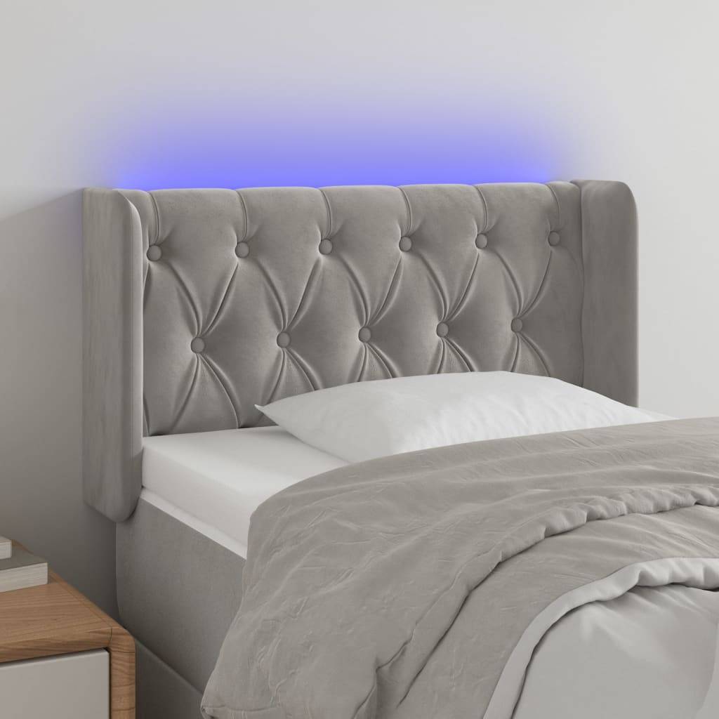 vidaXL LED Kopfteil Hellgrau 83x16x78/88 cm Samt