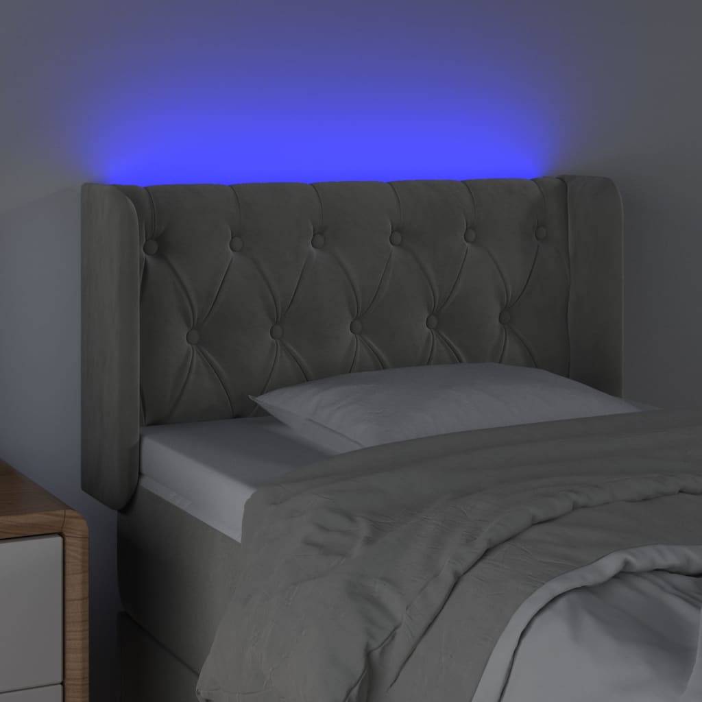 vidaXL LED Kopfteil Hellgrau 83x16x78/88 cm Samt