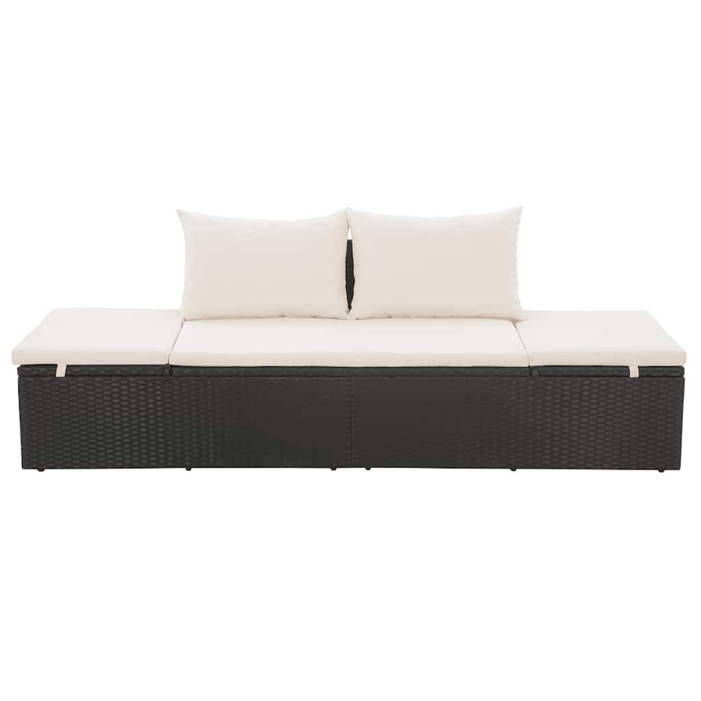 vidaXL Gartenbett Schwarz 195×60 cm Poly Rattan