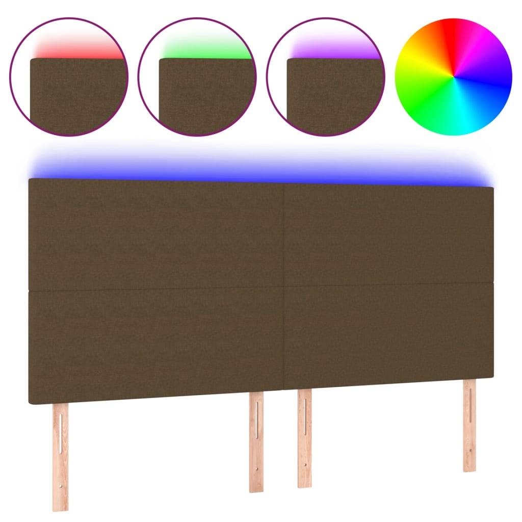 vidaXL LED Kopfteil Dunkelbraun 200x5x118/128 cm Stoff