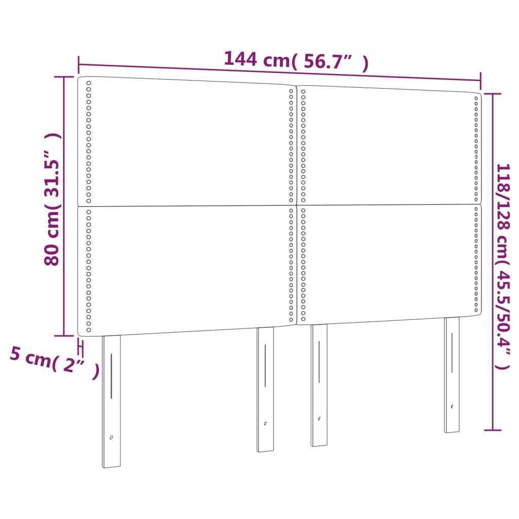 vidaXL LED Kopfteil Dunkelgrau 144x5x118/128 cm Stoff