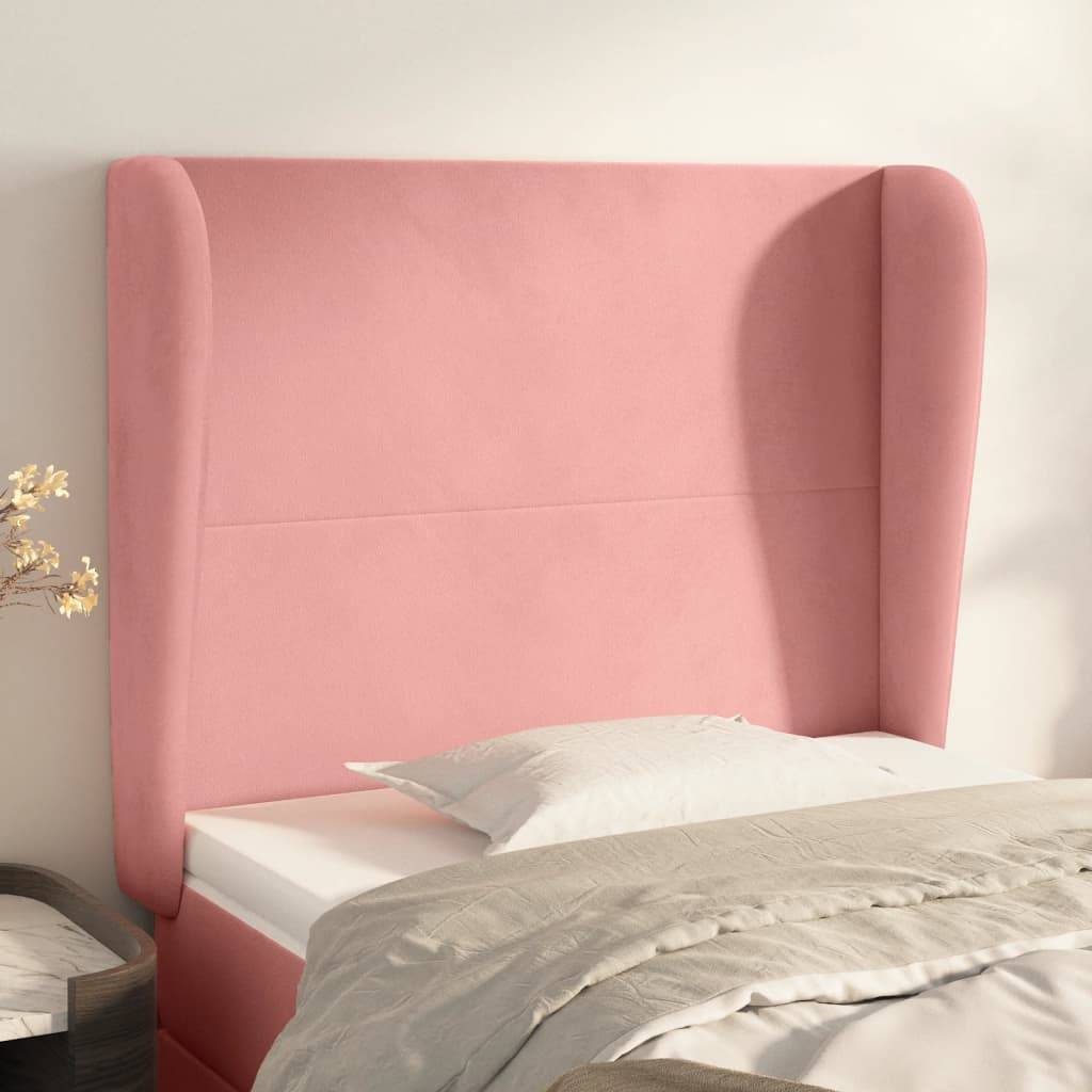 vidaXL Kopfteil mit Ohren Rosa 93x23x118/128 cm Samt