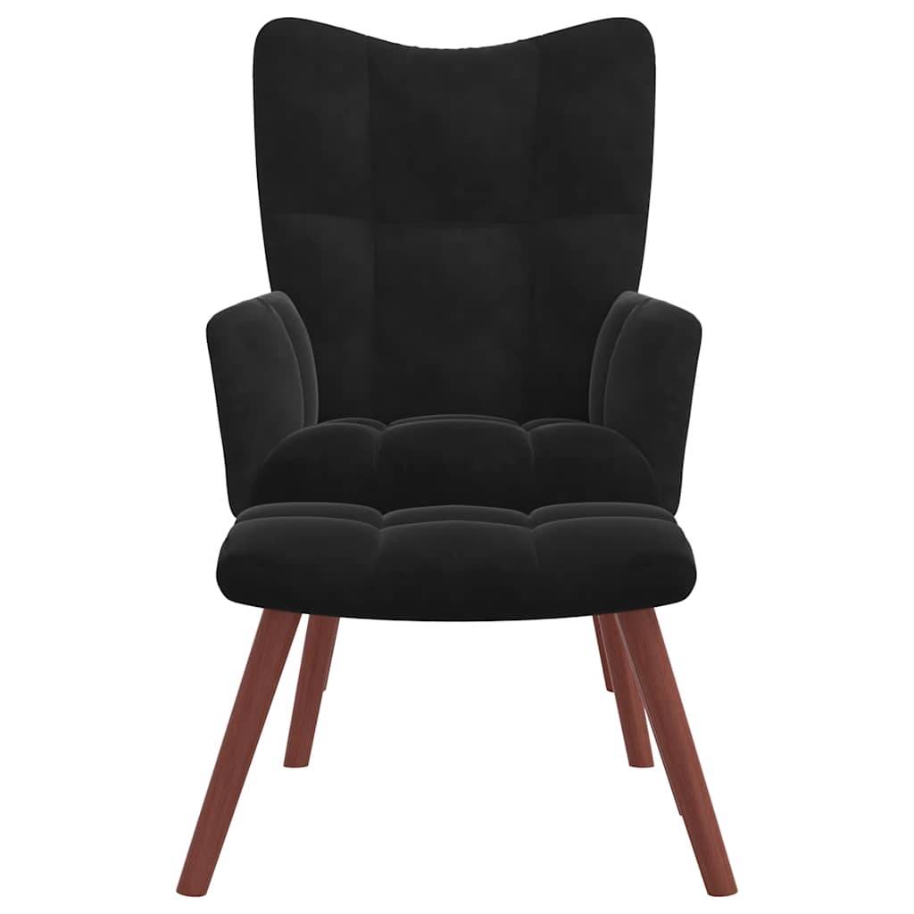 vidaXL Relaxsessel mit Hocker Schwarz Samt