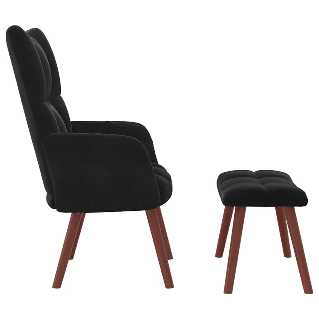 vidaXL Relaxsessel mit Hocker Schwarz Samt