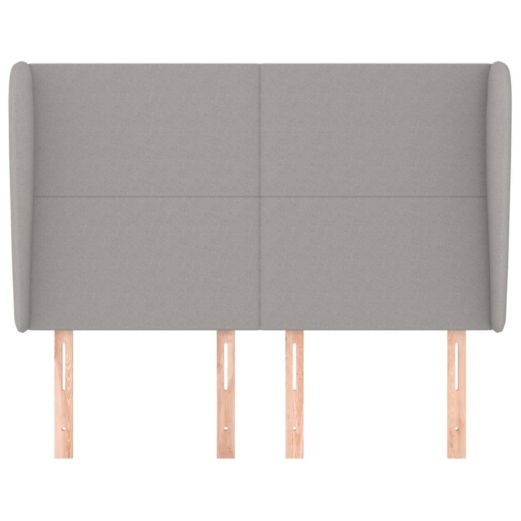 vidaXL Kopfteil mit Ohren Hellgrau 147x23x118/128 cm Stoff