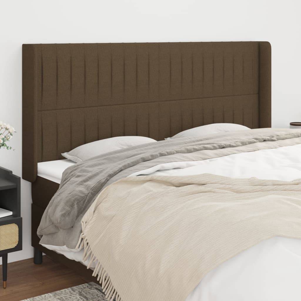 vidaXL Kopfteil mit Ohren Dunkelbraun 183x16x118/128 cm Stoff