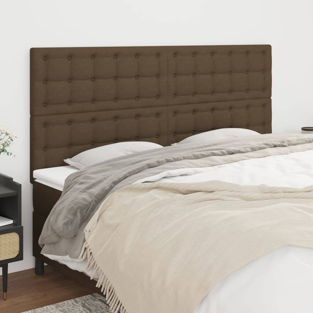 vidaXL Kopfteile 4 Stk. Dunkelbraun 90x5x78/88 cm Stoff