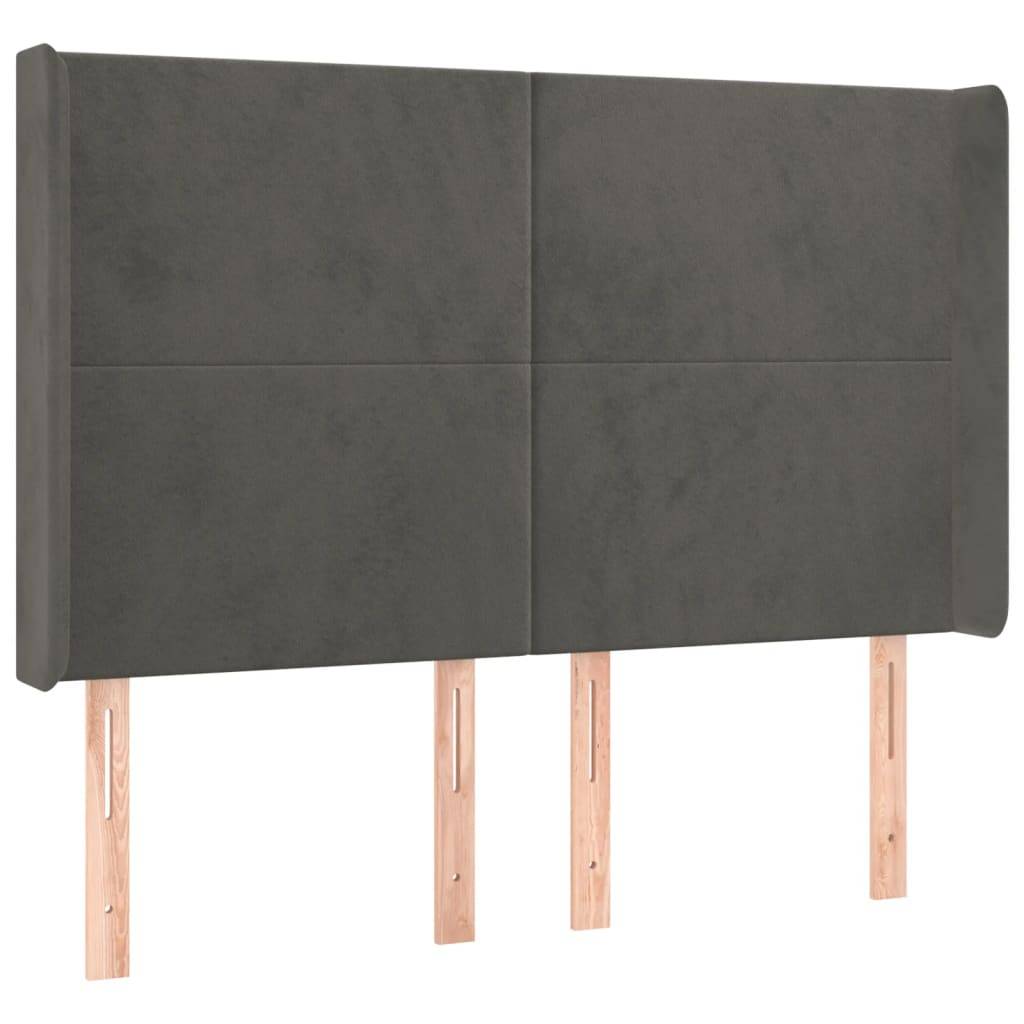 vidaXL LED Kopfteil Dunkelgrau 147x16x118/128 cm Samt