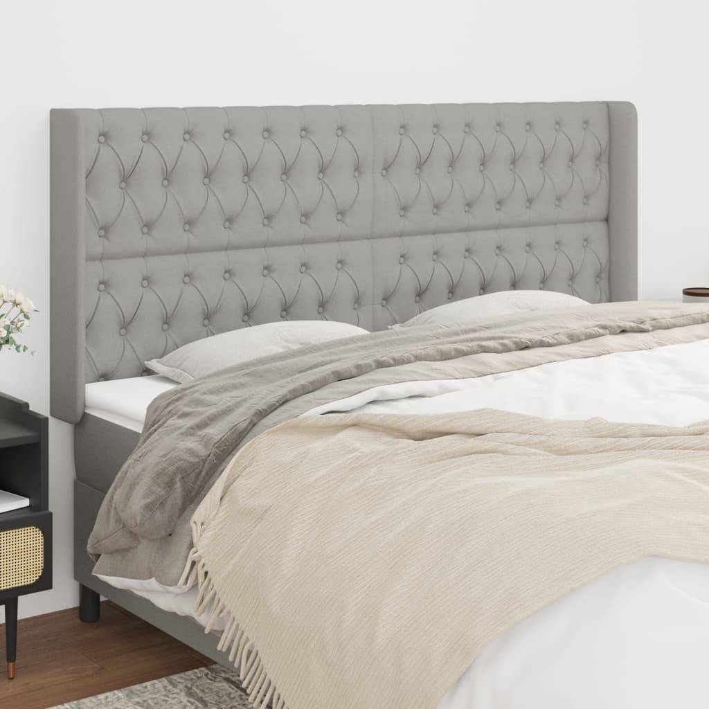 vidaXL Kopfteil mit Ohren Hellgrau 183x16x118/128 cm Stoff