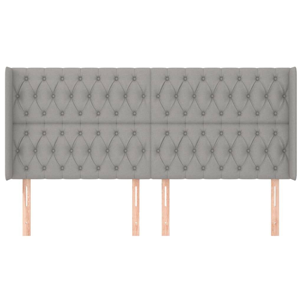 vidaXL Kopfteil mit Ohren Hellgrau 183x16x118/128 cm Stoff