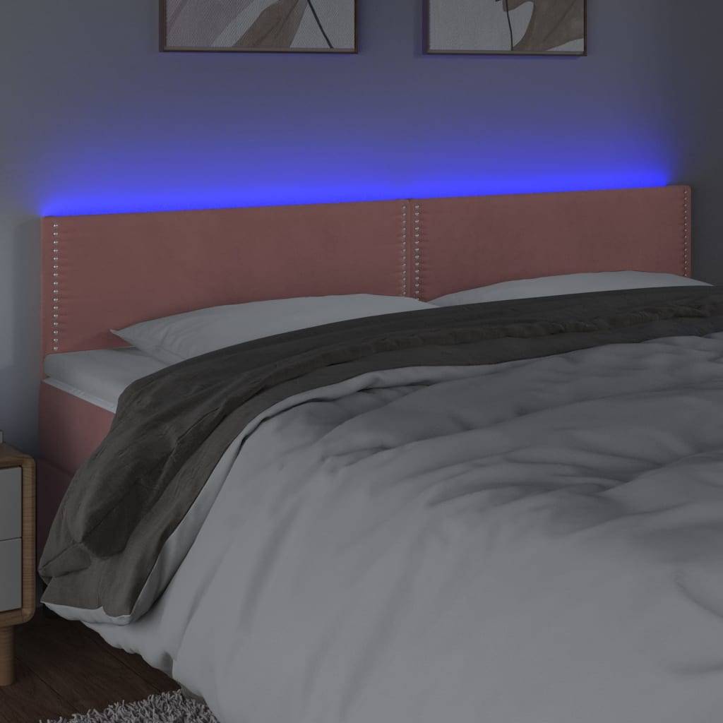 vidaXL LED Kopfteil Rosa 180x5x78/88 cm Samt