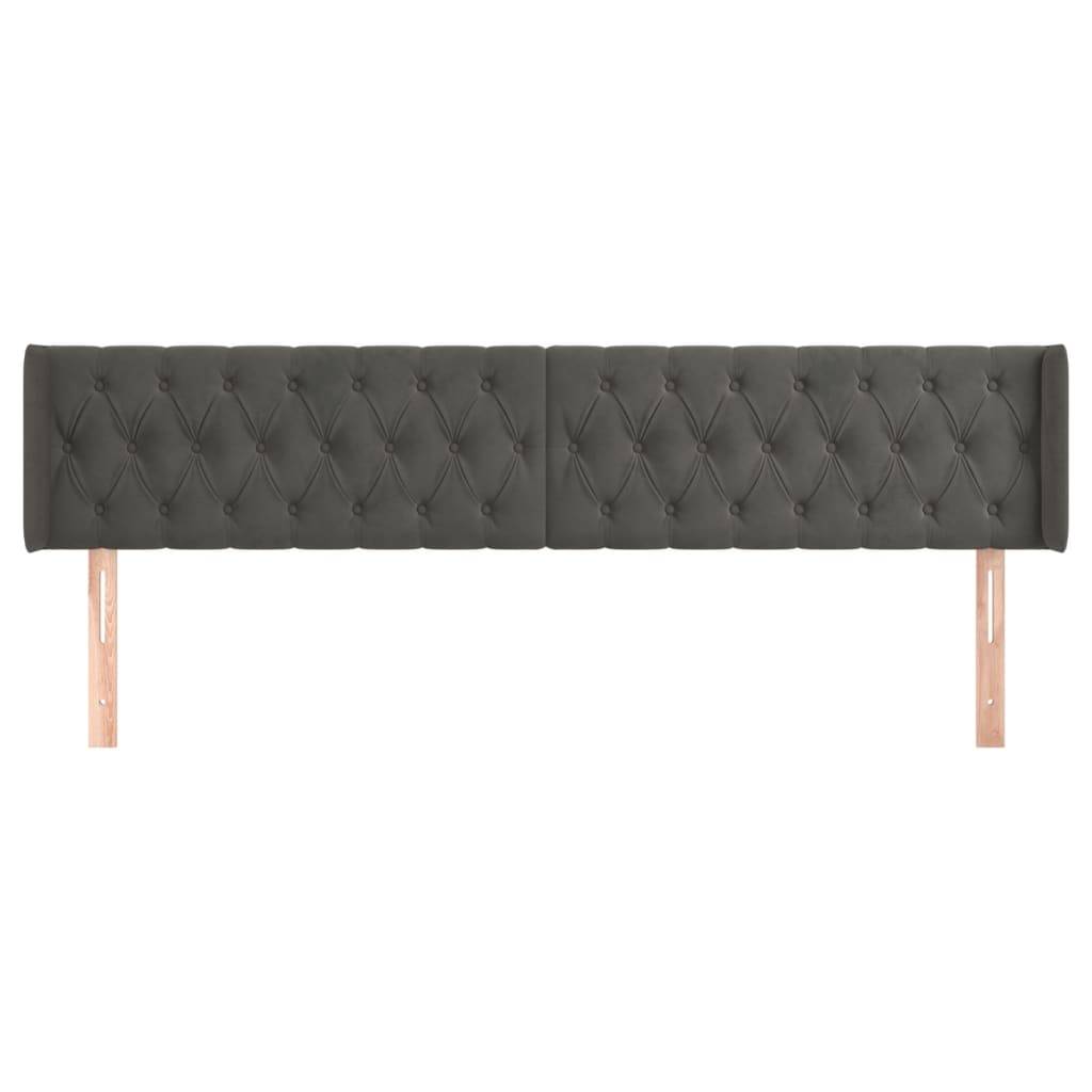 vidaXL Kopfteil mit Ohren Dunkelgrau 183x16x78/88 cm Samt