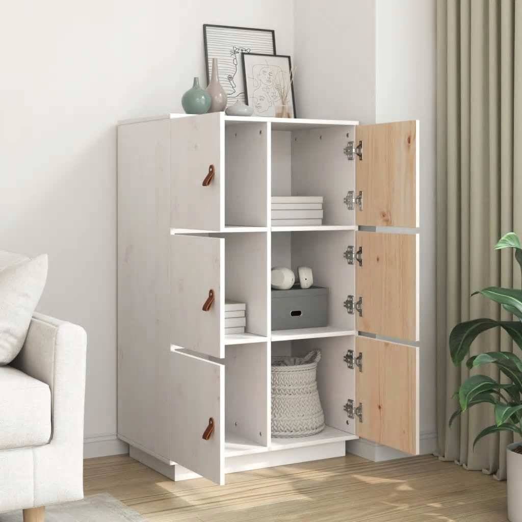 vidaXL Highboard Weiß 67x40x108,5 cm Massivholz Kiefer