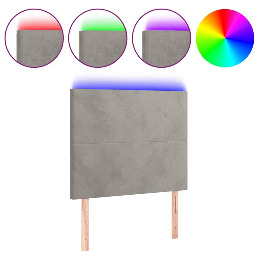 vidaXL LED Kopfteil Hellgrau 100x5x118/128 cm Samt